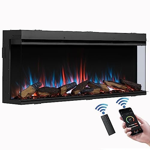 FLAMME Knighton 130cm/51" 3-Sided Electric Media Wall Fire