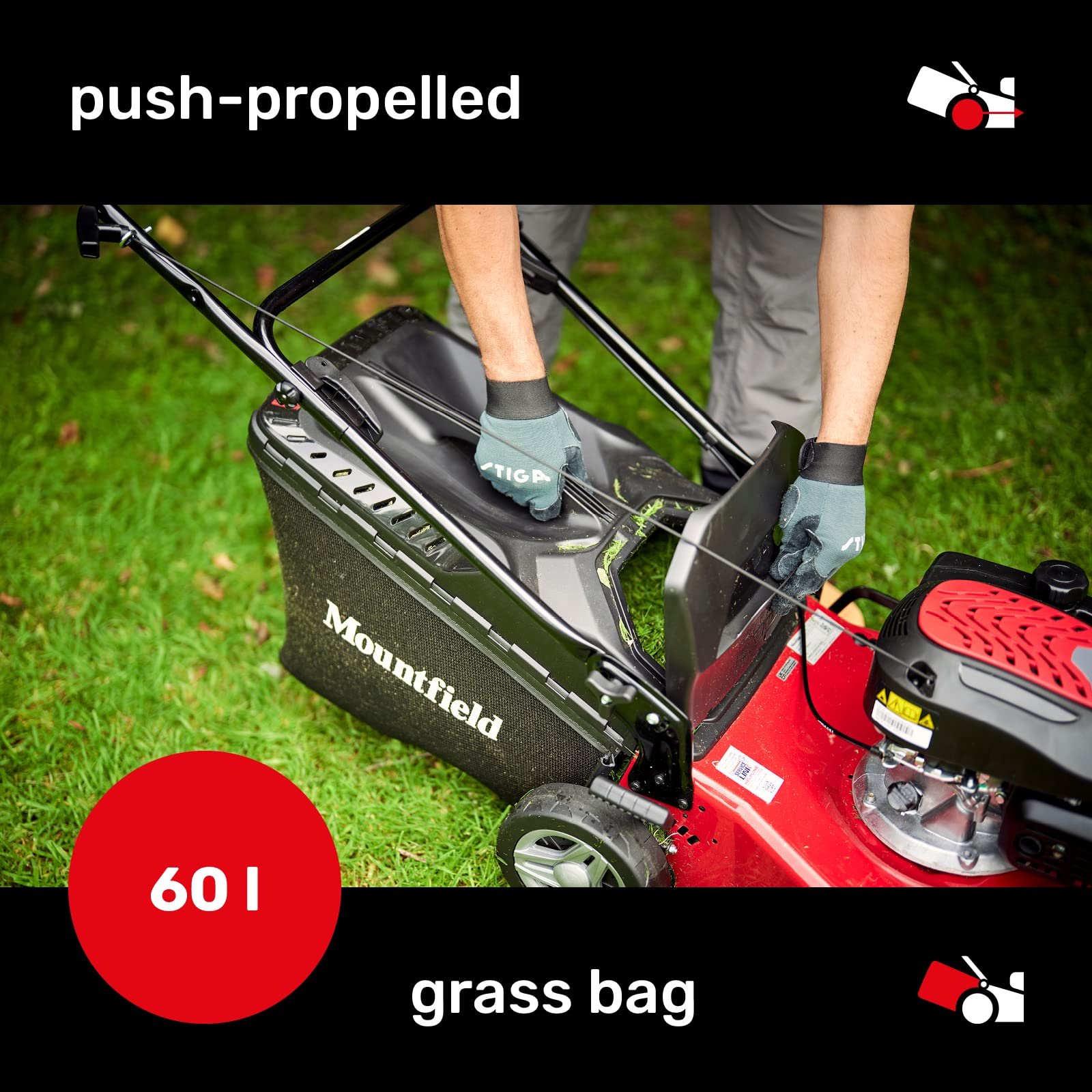 HP164 39Cm 123cc Hand Propelled Petrol Lawnmower - Image 6