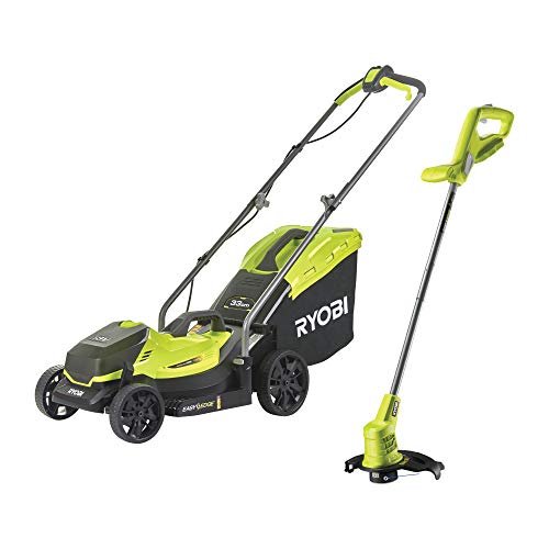 Ryobi 18V One+ Cordless 33cm Lawnmower & 23cm Grass Trimmer (1 x 5.0Ah)